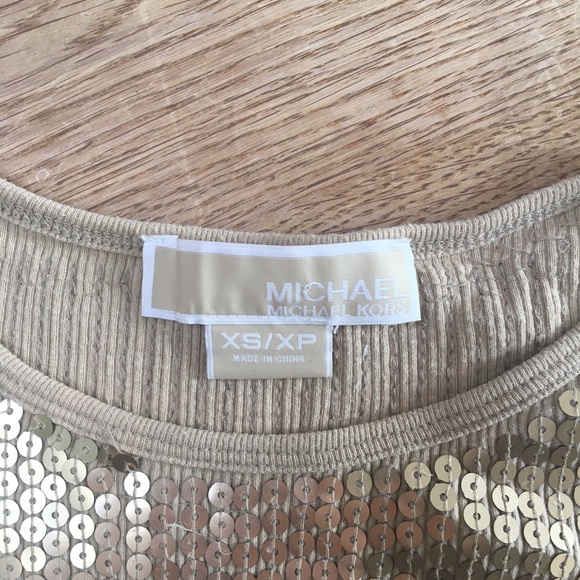 Gold sequin Michael Kors t-shirt XS - Picture 2 of 2